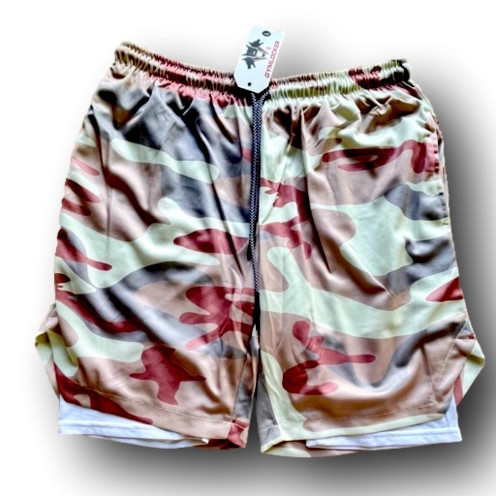 2 in 1 gym shorts with hidden pocket